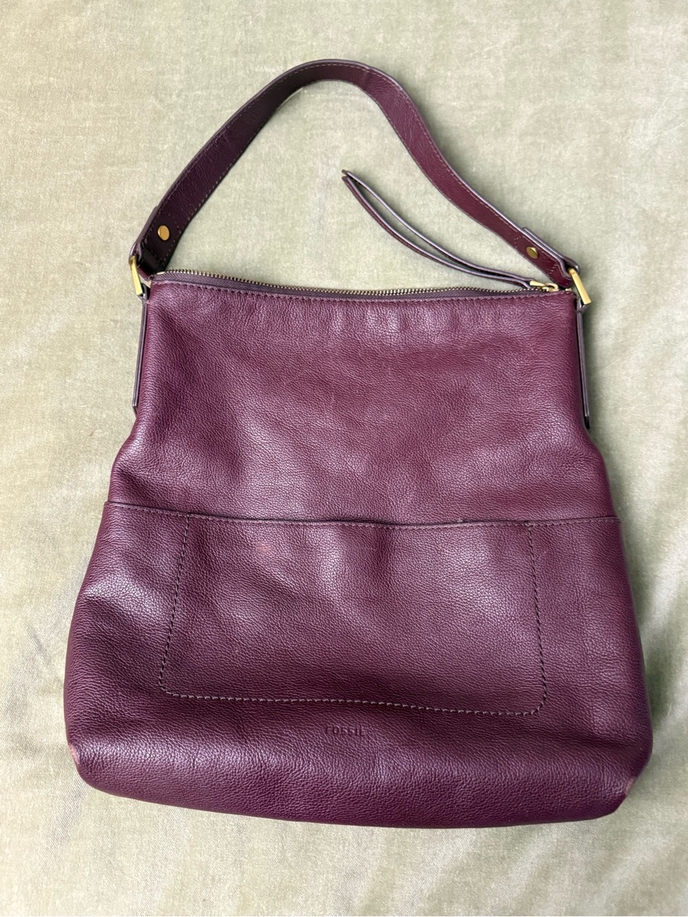 Fossil Leather Shoulder Bag in Plum Wine Cranberry 6in drop #OSP